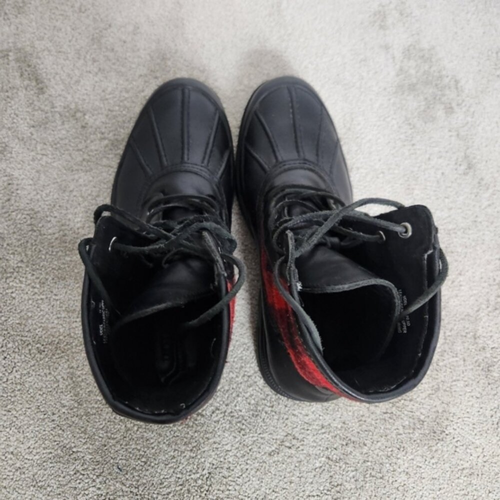 Polo Ralph Lauren Udel Men's Duck Boots Black Red Plaid Size 10.5 - Picture 9 of 12